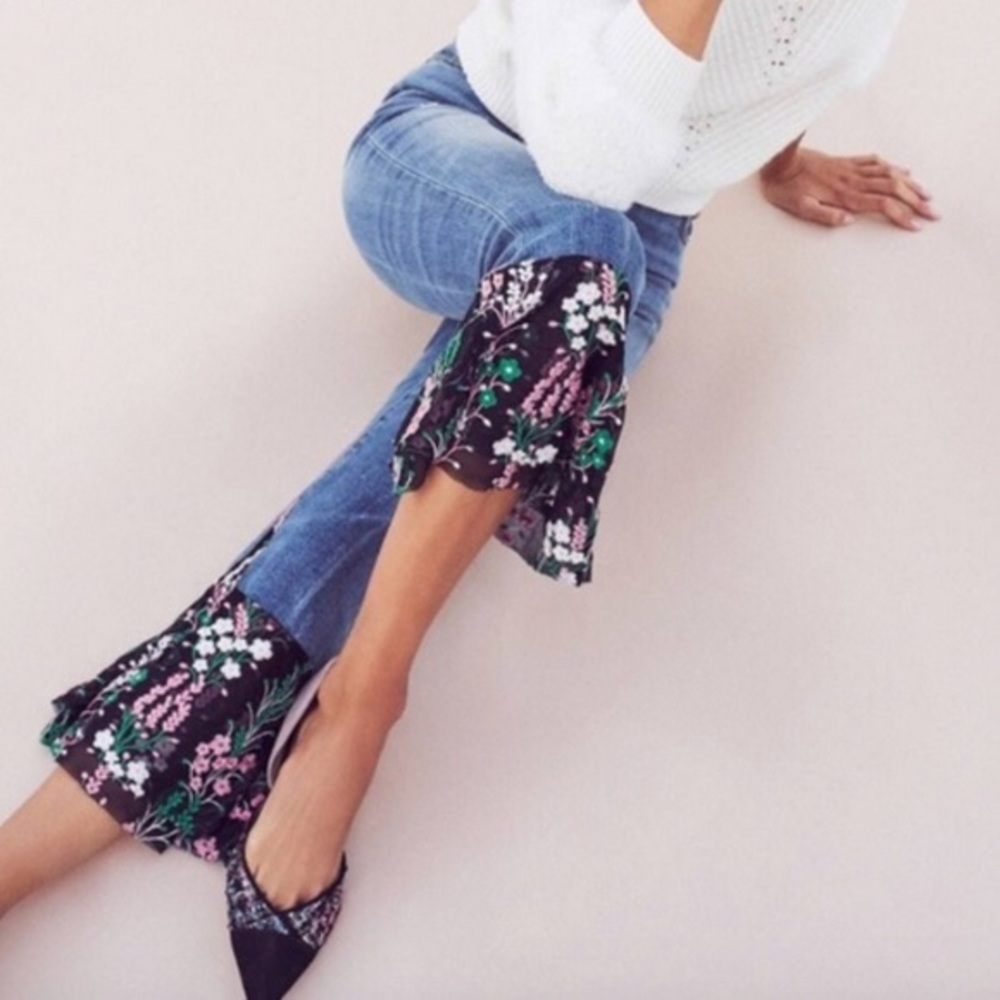 Anthro Pilcro and the Letterpress Floral Hem Jeans